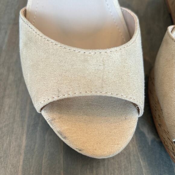 Charles David Platform Wedge Sandals, Nude, Cork Size‎ 10 - Picture 2 of 3